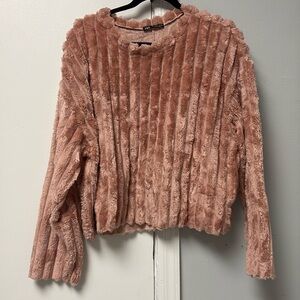 Zara Faux Fur Ribbed Sweater